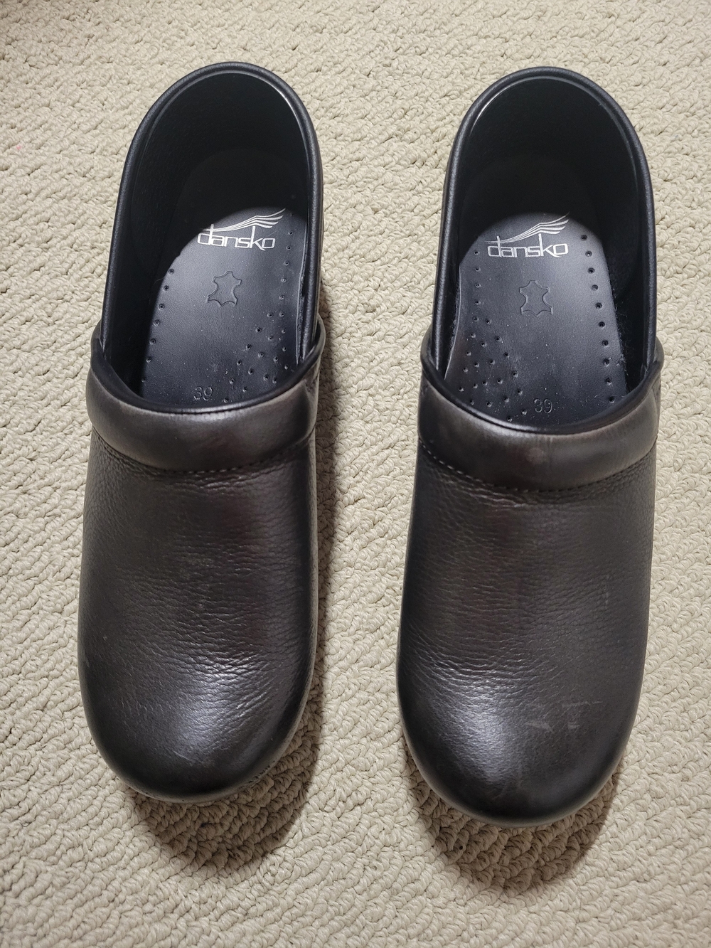 Dansko Dark Gray Leather Women's Slip-On Clogs